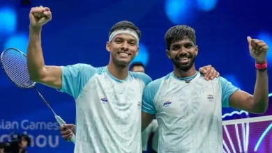 ઓસ્ટ્રેલિયન ઓપન બેડમિન્ટન ટુર્નામેન્ટમાં રમતા ભારતીય શટલર સાત્વિકસાઈરાજ રંકીરેડ્ડી અને ચિરાગ શેટ્ટીનો ફોટો.