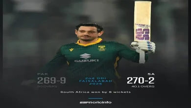 પાકિસ્તાન સામેની વન-ડે મેચમાં સાઉથ આફ્રિકાના બેટ્સમેન ક્વિન્ટન ડિકૉક સેન્ચુરી ફટકારતા