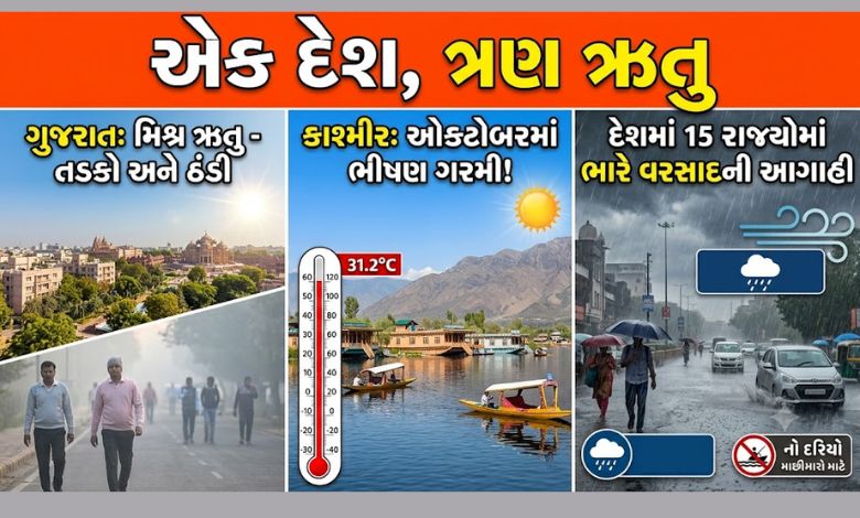 કાશ્મીરમાં કાળઝાળ ગરમી તો ગુજરાતમાં મિશ્ર વાતાવરણ, દેશના 15 રાજ્યોમાં ભારે વરસાદનું સંકટ