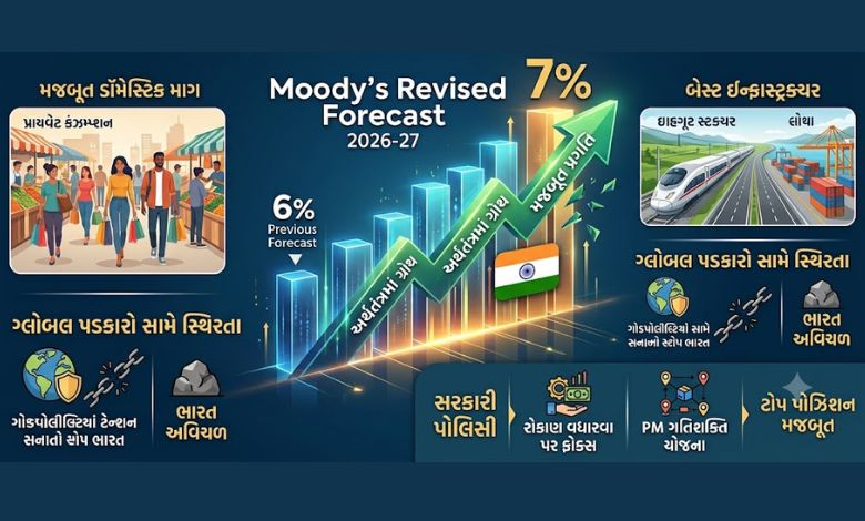 Moody’sએ ભારતીય અર્થવ્યવસ્થાને આપ્યા બેસ્ટ રેટિંગ, GDP ગ્રોથ 7% જાહેર કરી સફળતાના પાસા ગણાવ્યા