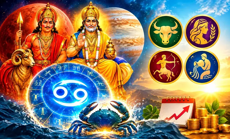 આગામી 55 દિવસ માટે મંગળ અને ગુરુની યુતિ! ચાર રાશિના જાતકોને મળશે ભાગ્યનો સાથ, જોઈ લો તમારી રાશિ પણ છે ને?