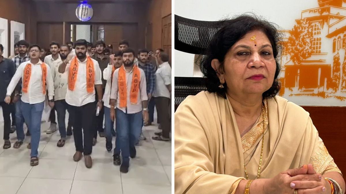 ભાજપની વિદ્યાર્થી પાંખ ABVPના મહિલા VC સામે  'સંસ્કારી' સૂત્રોચ્ચારઃ ગોલી મારો સાલોં કો, શિક્ષા કે દલાલોં કો..........