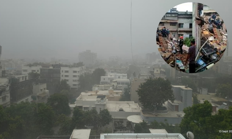 અમદાવાદમાં વીજળીના કડાકા સાથે અનેક વિસ્તારોમાં ધોધમાર વરસાદ, ખાડિયામાં એક મકાન ધરાશાયી