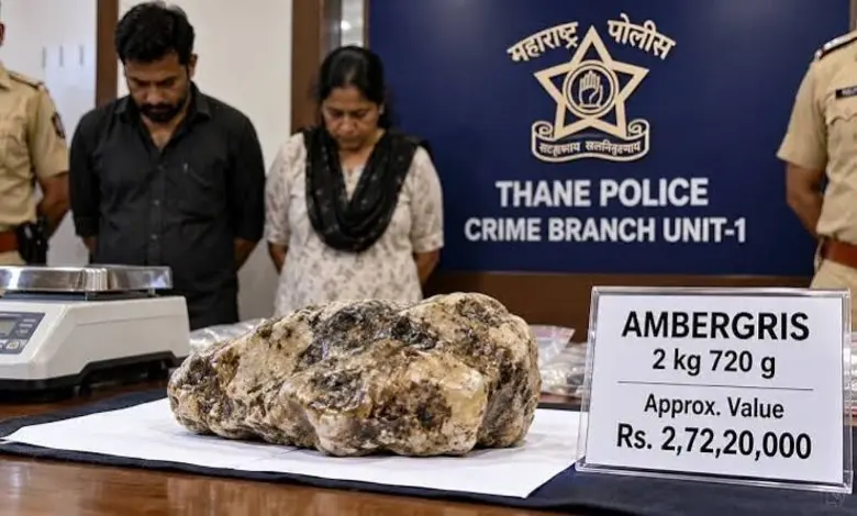 થાણેમાં 2.72 કરોડની અંબરગ્રીસ સાથે મહિલા સહિત બેની ધરપકડ