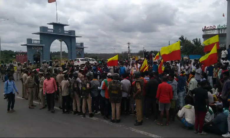 Passengers protest at Kempegowda International Airport (KIA) in Bengaluru, Karnataka, on September 29, 2023, during the Karnataka Bandh
