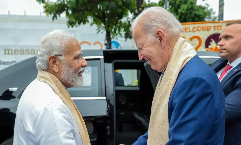 US President Joe Biden and Indian Prime Minister Narendra Modi shaking hands