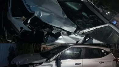 Five laborers were run over by a speeding car near Dingore village
