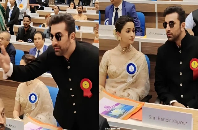 Ranbir Kapoor wearing dark glasses at an award ceremony
