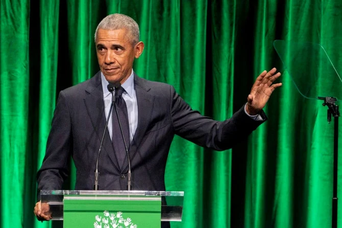 Barack Obama delivering a speech"