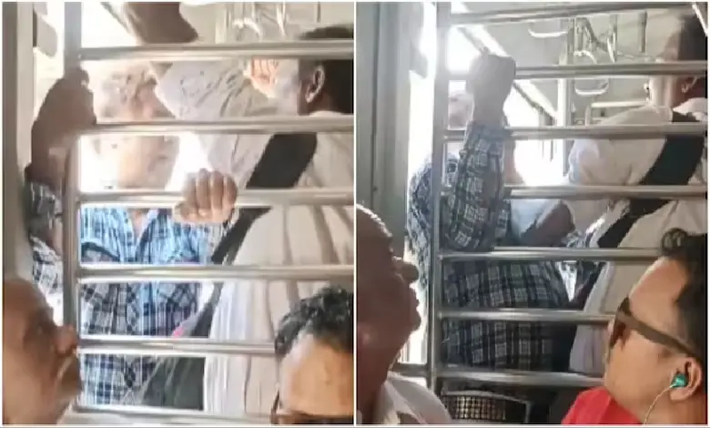 A video of a nasty fight in a Mumbai local train has gone viral