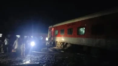 A derailed train carriage in Bihar, India.