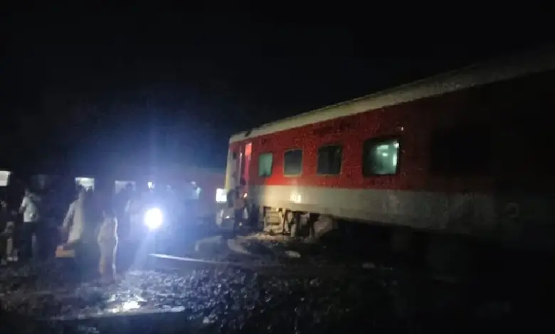 A derailed train carriage in Bihar, India.
