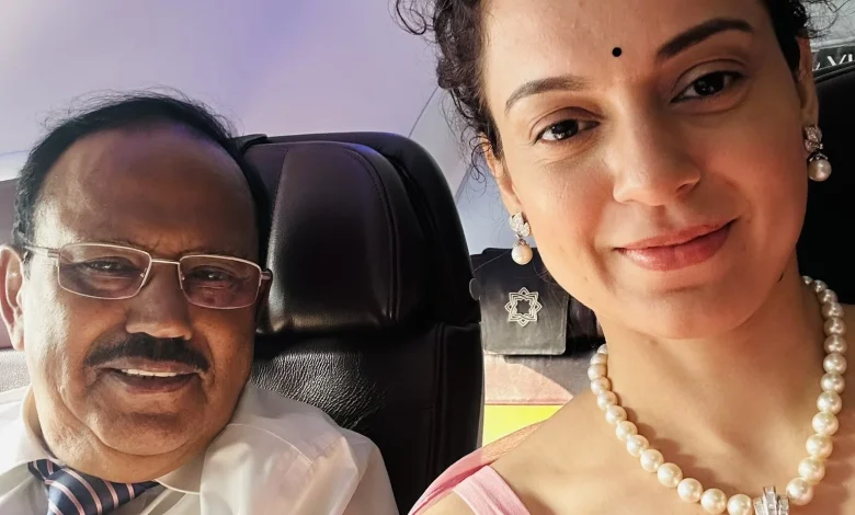 Bollywood actress Kangana Ranaut meets National Security Advisor Ajit Doval on a flight