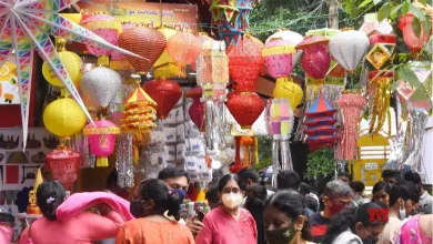 People shopping for essential items during a festival