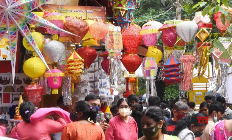 People shopping for essential items during a festival