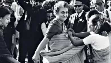 Indira Gandhi addressing a public meeting in Bhubaneswar on October 30, 1984, a day before her assassination.