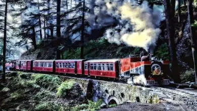 Smiling tourists enjoying the scenic Kalka-Shimla train ride