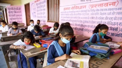 A group of students sitting in a classroom in Bihar, India.