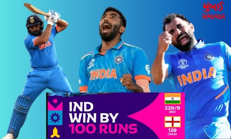 India wins by 100 Runs against England
