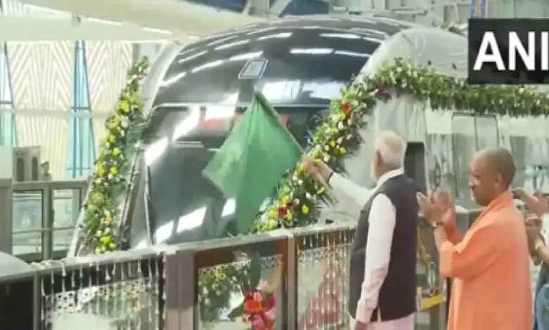 Prime Minister Narendra Modi inaugurates India's first mini-bullet train M-RapidX from Sahibabad to Duhai