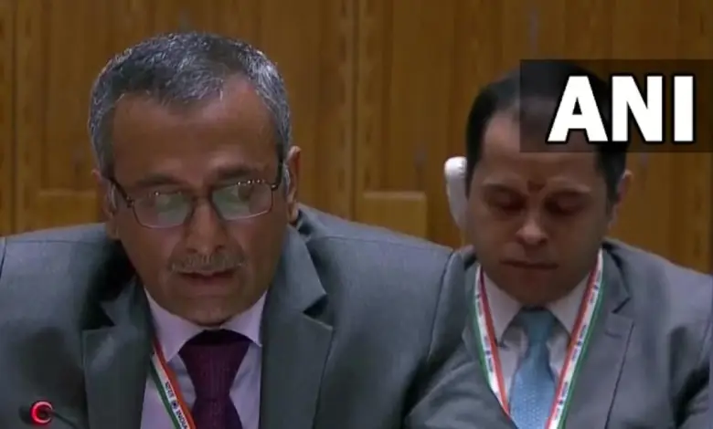 Image showing a representative from India addressing the United Nations about the Israel-Gaza conflict