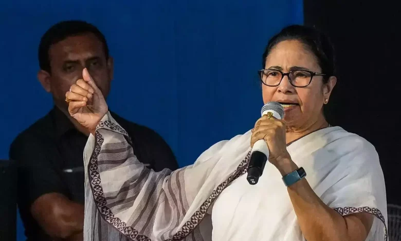 "Mamata Banerjee addressing supporters"