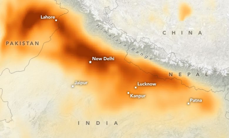NASA images show black smog covering India