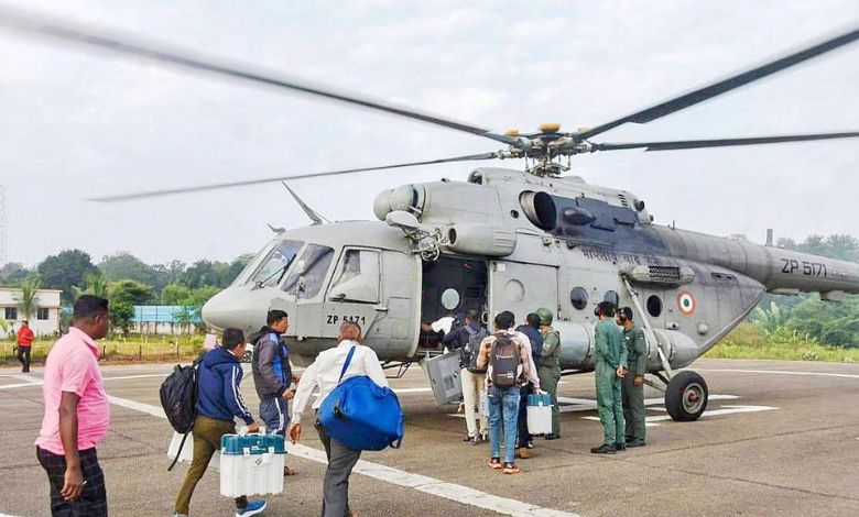 Indian Air Force helped for voting in Bastar.