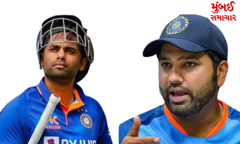 Suryakumar Yadav receiving advice from Rohit Sharma