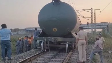 A cargo train loaded with petrol suddenly derailed, disrupting rail services for 3 hours