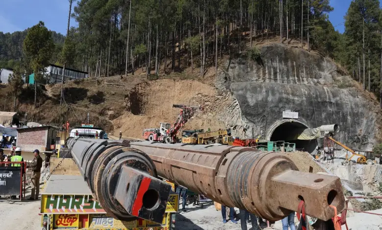 The vertical drilling machine at the Silkyara-Barkot tunnel in Uttarakhand