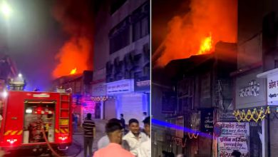 A fire broke out in Nashik's MG Road Bazarpeth, gutting 5 to 6 shops.