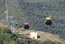 The impact of the weather change was seen on the Girnar Ropeway; Service is currently suspended due to strong winds