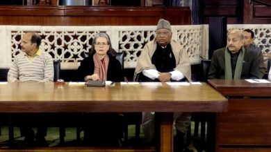 Sonia Gandhi addresses a press conference, condemning the suspension of opposition MPs by the Modi government.