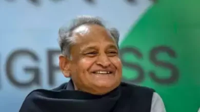 Ashok Gehlot laughing amidst political turmoil in Rajasthan, Congress vs BJP.