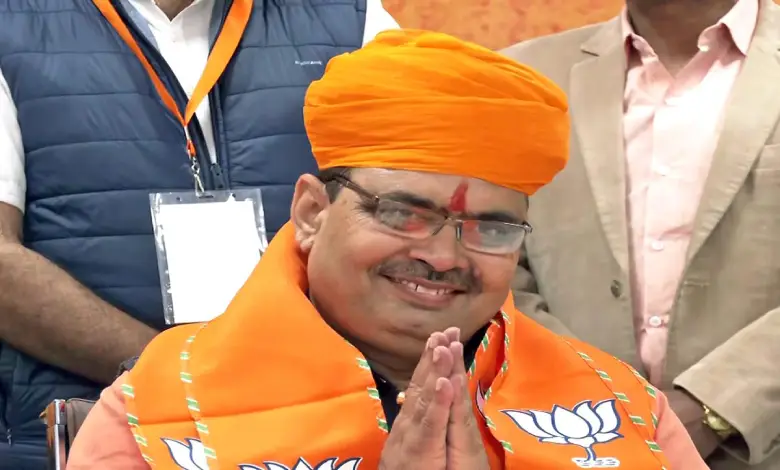 Bhajan Lal Sharma being sworn in as Rajasthan Chief Minister