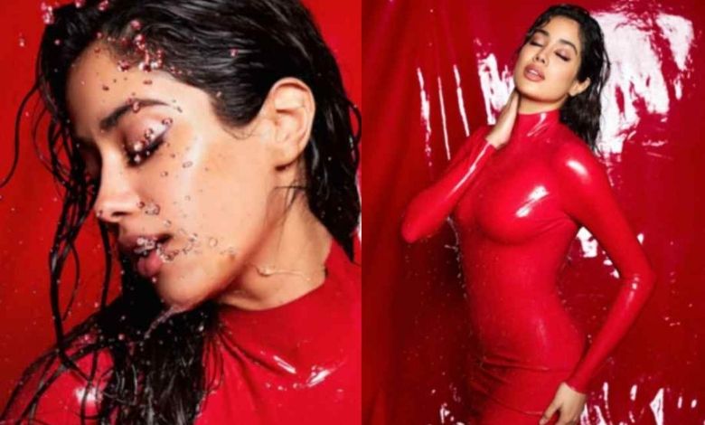 Janhvi set fire in a skin tight red color dress