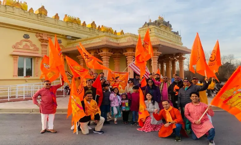 Hindu Americans in the Washington, DC area organized a mini car and bike rally at a local Hindu Temple