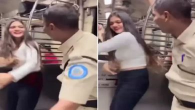 The girl danced in the local train, the constable also danced
