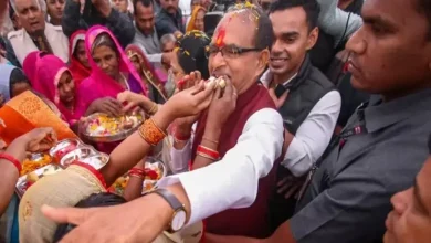 MP Election Results 2023 LIVE_ Madhya Pradesh Chief Minister Shivraj Singh Chouhan with supporters at Jait village in Sehore district