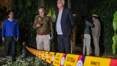 New Delhi: Police and other officials near the Embassy of Israel following an explosion