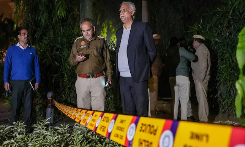 New Delhi: Police and other officials near the Embassy of Israel following an explosion