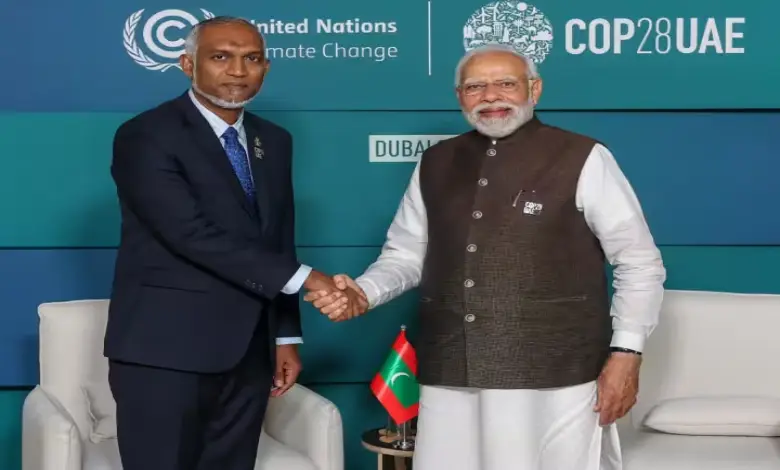Prime Minister Narendra Modi with newly-elected Maldivian President Mohamed Muizzu
