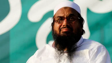 A picture of Hafiz Saeed with the text "India seeks extradition of Hafiz Saeed from Pakistan."