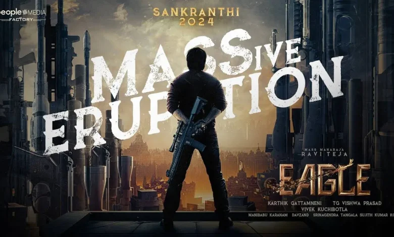 A poster of the movie "Eagle" with the text "Released on Makar Sankranti"