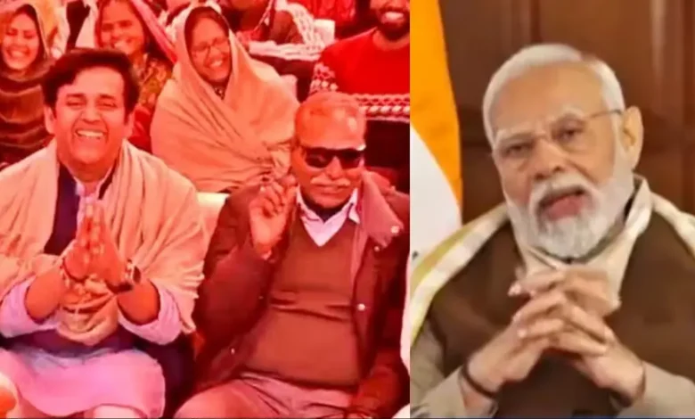 Prime Minister Narendra Modi jokingly interacts with Bollywood actor Ravi Kishan