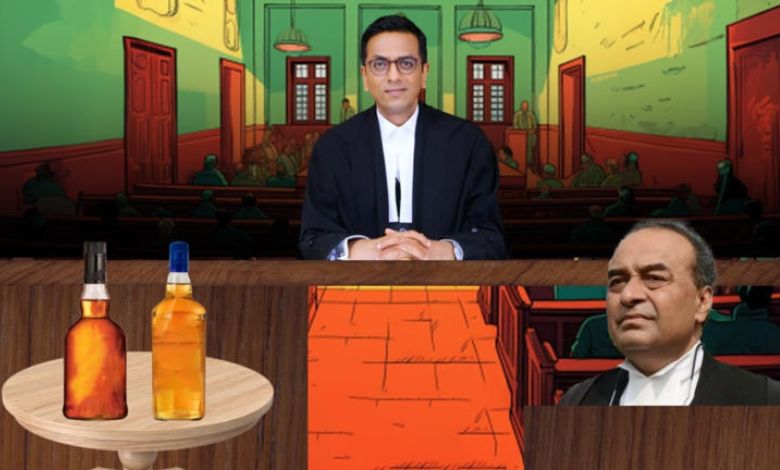 Why did the lawyer put whiskey bottles in front of Chief Justice DY Chandrachud in the ongoing hearing?