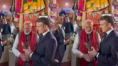 PM Modi presents Ram Mandir model to French President