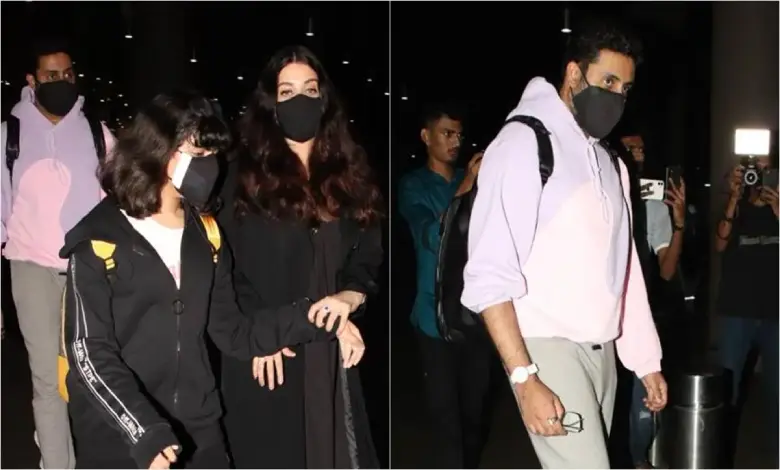 Aishwarya, Abhishek and Aaradhya spotted at the airport back from NYC