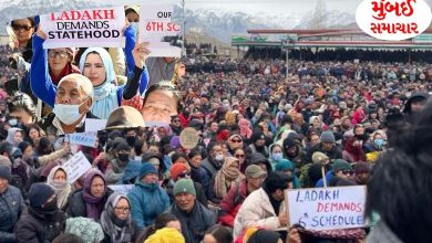 Large crowd protesting in Ladakh snow for statehood and greater autonomy within India
